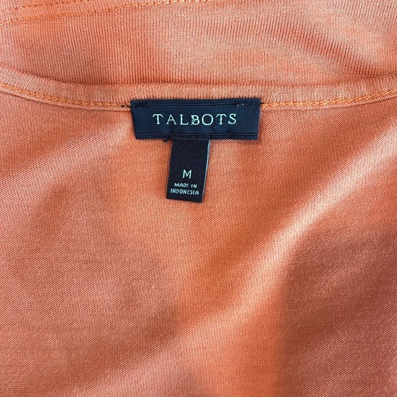 Talbots orange v-neck tank top with pleated sleeve detail. Like New! Size Medium - Picture 3 of 4